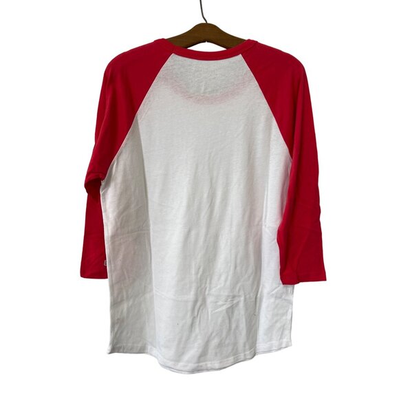 Homefield Raglan Sleeve Baseball T Shirt Mens L White Pink Cotton Polyester NEW - Picture 2 of 5